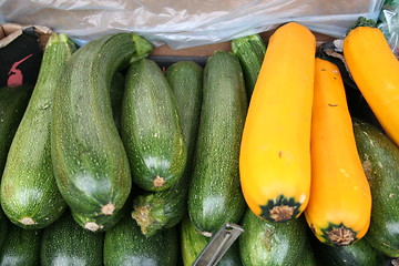 Image showing Zuccini in Market stall