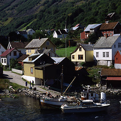 Image showing Village by fjord