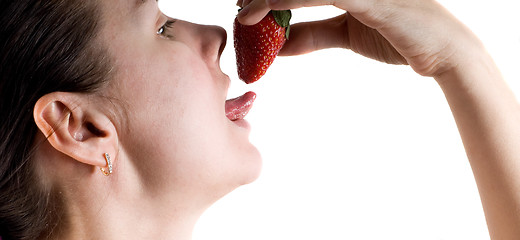 Image showing Woman And Strawberry