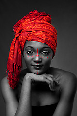 Image showing Tribal African woman with headwrap