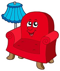 Image showing Cartoon armchair with lamp