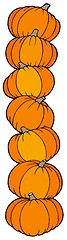 Image showing Vertical line of pumpkins