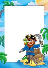 Image showing Frame with pirate on beach