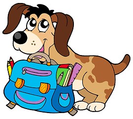 Image showing Dog with school bag
