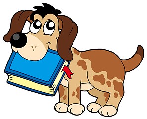 Image showing Dog holding book