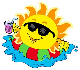 Image showing Sun with drink in water