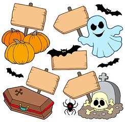 Image showing Halloween wooden signs collection