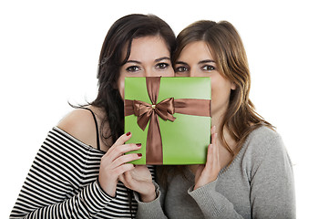 Image showing Young WomenÕs holding a present
