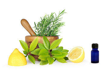 Image showing Herbs and Lemons