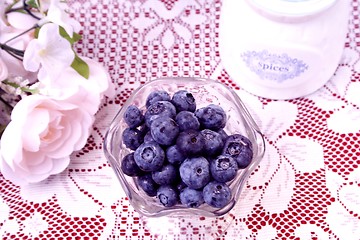 Image showing Bowl of blueberries  