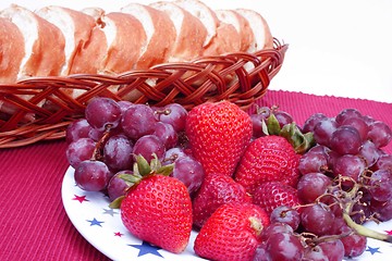 Image showing Fruit snack with bread