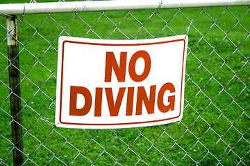 Image showing No diving sign
