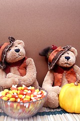 Image showing Halloween candy and teddy bears