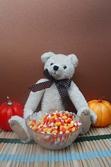 Image showing Pumpkins and halloween candy