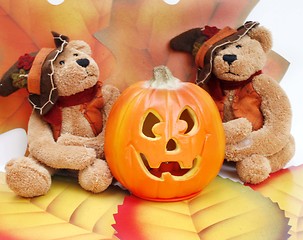 Image showing Halloween pumpkin and bears