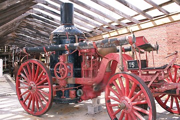 Image showing Old time fire wagon