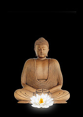 Image showing Buddha and Glowing Lotus Lily Flower