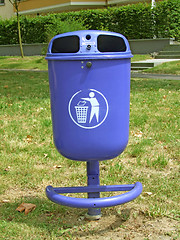 Image showing Blue garbage basket
