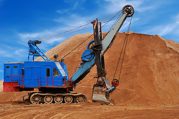 Image showing Heavy electric excavator in sandpit