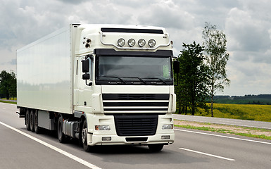 Image showing front of white truck on the highway