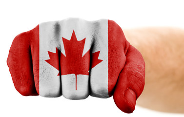 Image showing fist with canadian flag 