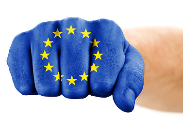 Image showing fist with european union flag 