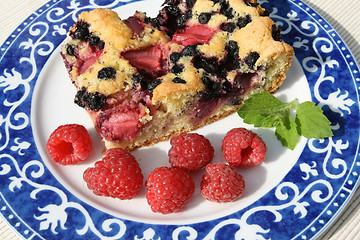 Image showing Cake and raspberries.