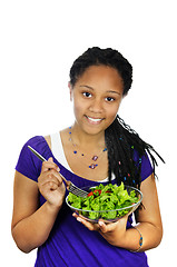 Image showing Girl having salad