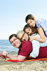 Image showing Happy family at beach