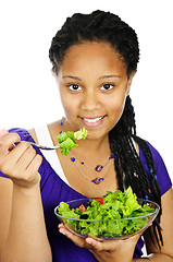 Image showing Girl having salad