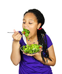 Image showing Girl having salad