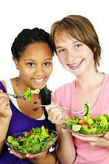 Image showing Girls having salad