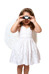 Image showing Angel using binoculars