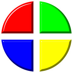 Image showing 3d colorful pie chart with four equal portions