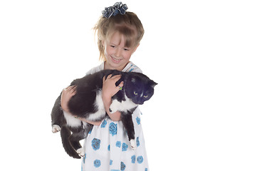 Image showing Girl and cat