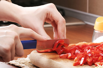 Image showing Chopping vegetables