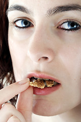 Image showing Young people eating milk with cereals