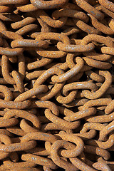 Image showing Pile of rusting chains