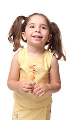 Image showing Happy smiling preschool girl in pigtails