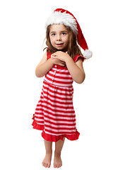 Image showing Happy little Christmas santa girl
