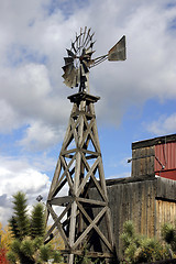 Image showing Old Wooden Windmill