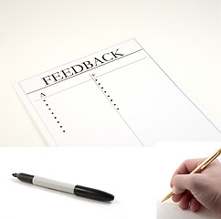 Image showing Feedback Paper - (marker and hand with pen included to be pasted