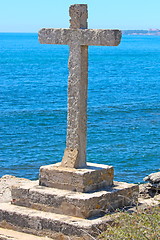 Image showing Old stone Grave in the shape of a cross