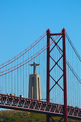 Image showing Large bridge over  river in Lisbon