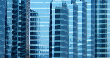 Image showing Closeup of glass panes on a building