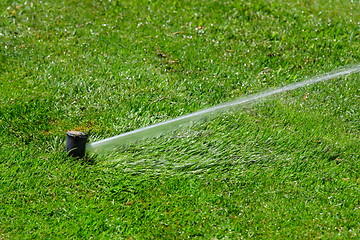 Image showing  Irrigation system throwing water drops away