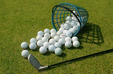 Image showing Basket of Driving Range Golf Balls