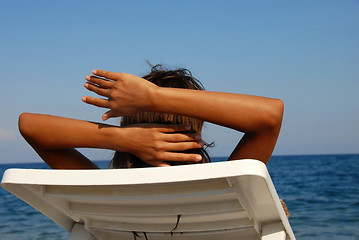 Image showing Girl on seashore