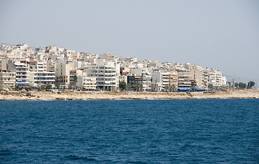 Image showing view of metropolitan area of athens greece from the port