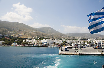 Image showing island view of port of parikia paros greek islands